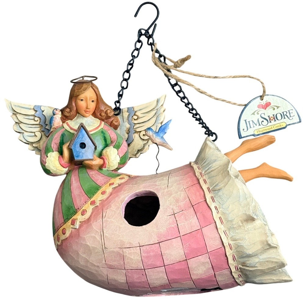 Jim Shore Heartwood Creek Angel Birdhouse Hanging Figurine Pink 4010000 2007